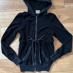 Vintage Juicy Couture zipper tie waist black hoodie xs